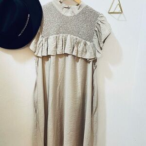 A New Day Beige Smocked Top size XL